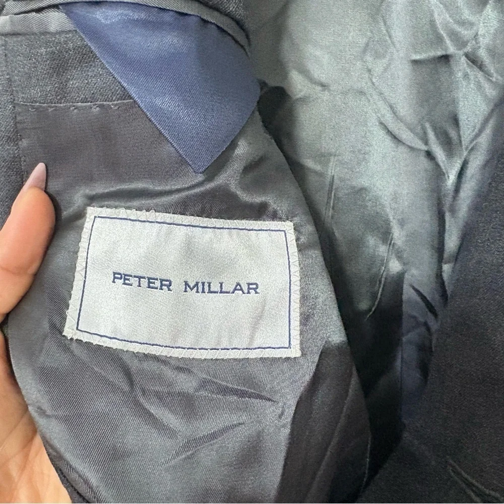 Peter Millar 100% Wool Charcoal Gray Blazer Jacket Size 42T Classic Tailored Fit